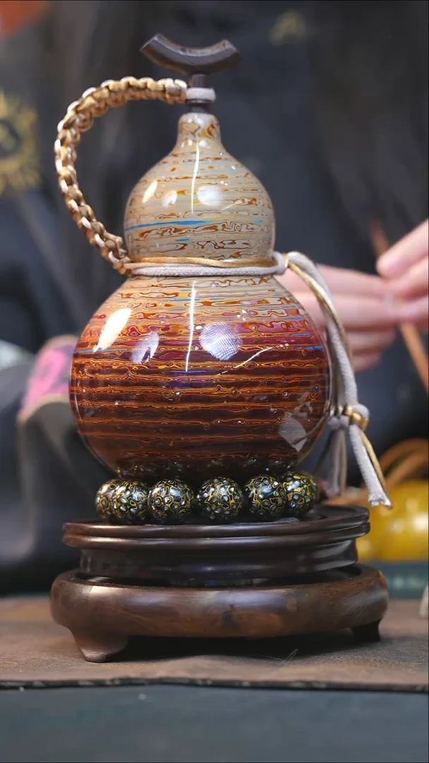 【闪购商品】YN220漆艺酒葫芦不包手串及旋转底座