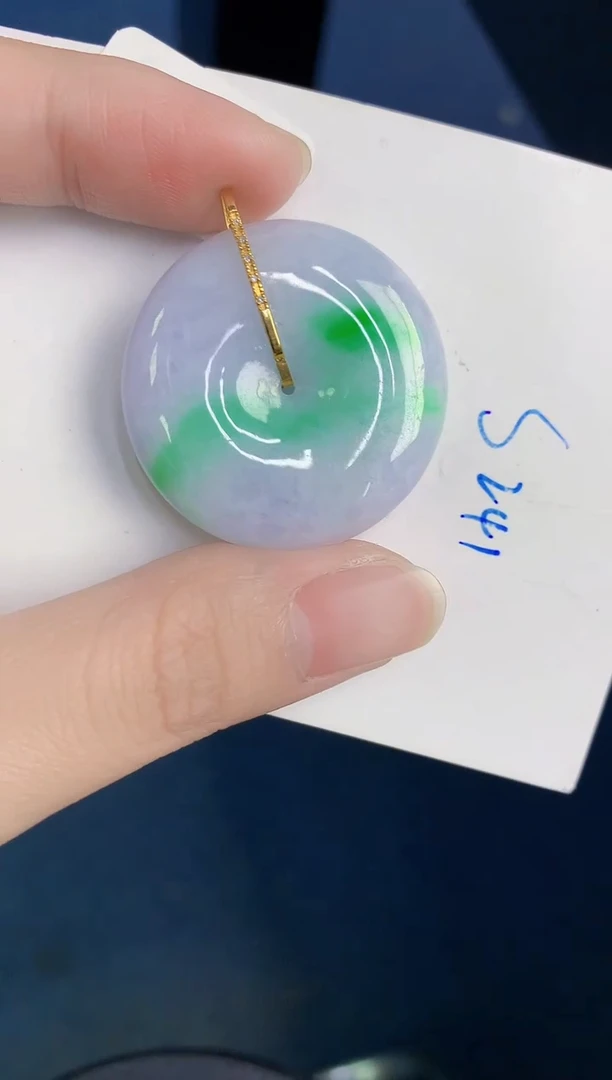 颈饰18K金镶嵌翡翠天然翡翠缅甸A货