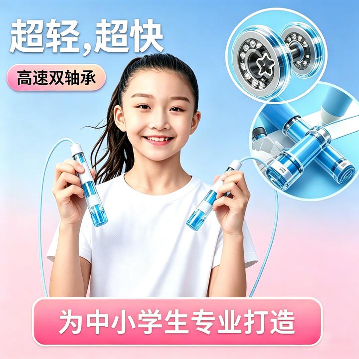 【竞速专用】专业儿童学生绳-不打结-健身中考运动竞速绳6-1