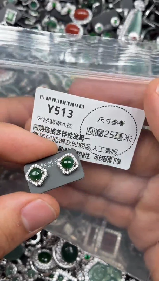 颈饰未镶嵌翡翠Y513耳钉