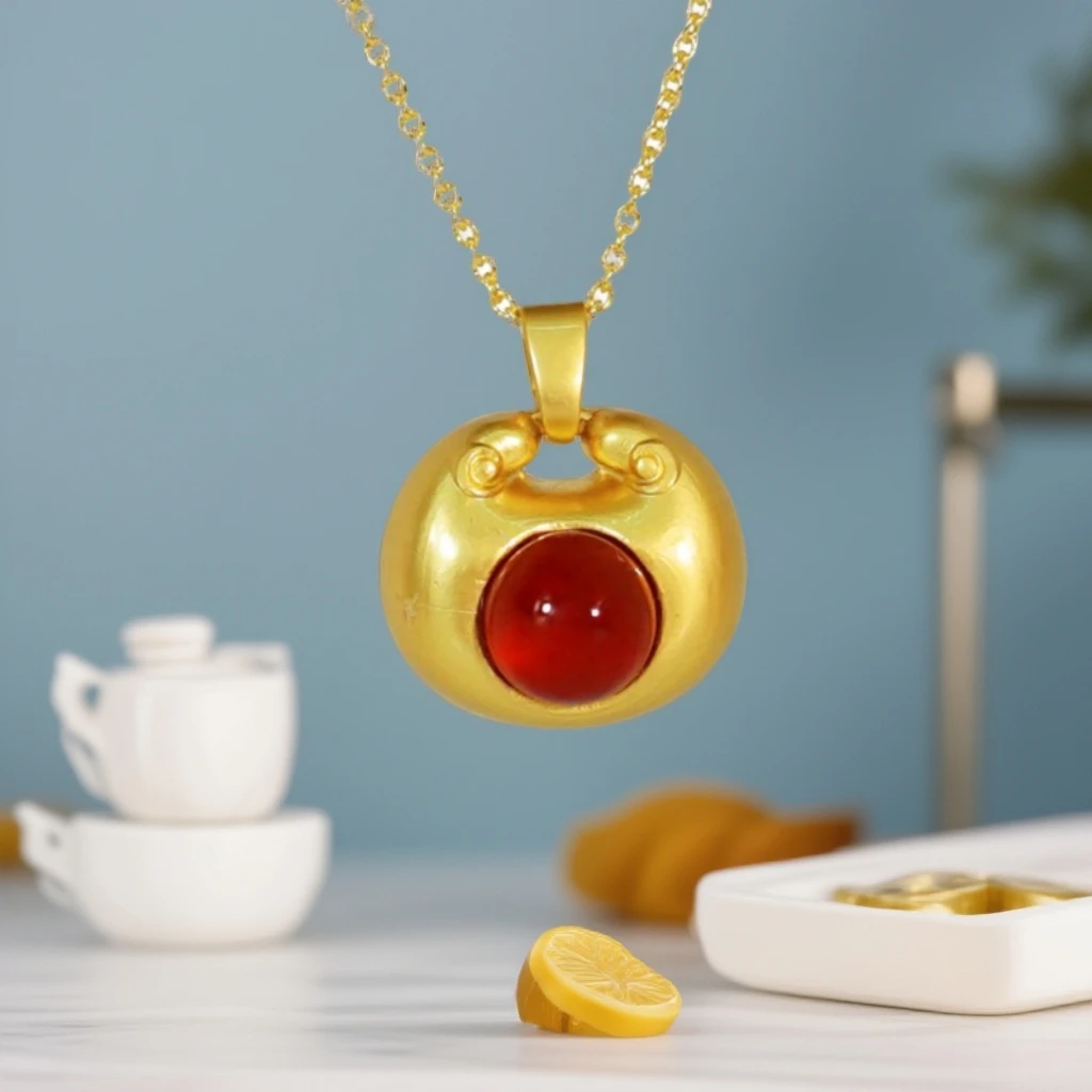 【张总】平安顺遂吉祥如意红玉髓小苹果合金吊坠赠链【YOD12】