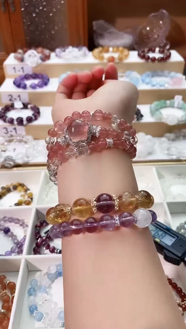 【闪购商品】水晶手串未镶嵌三圈草莓晶手串