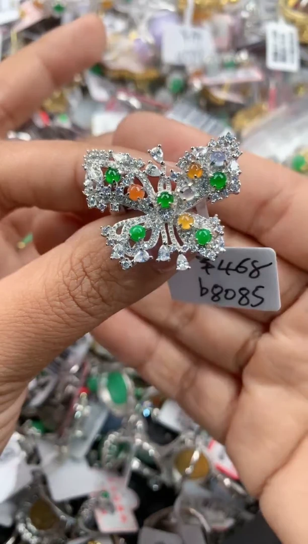 银S925镶嵌戒指翡翠7777----7