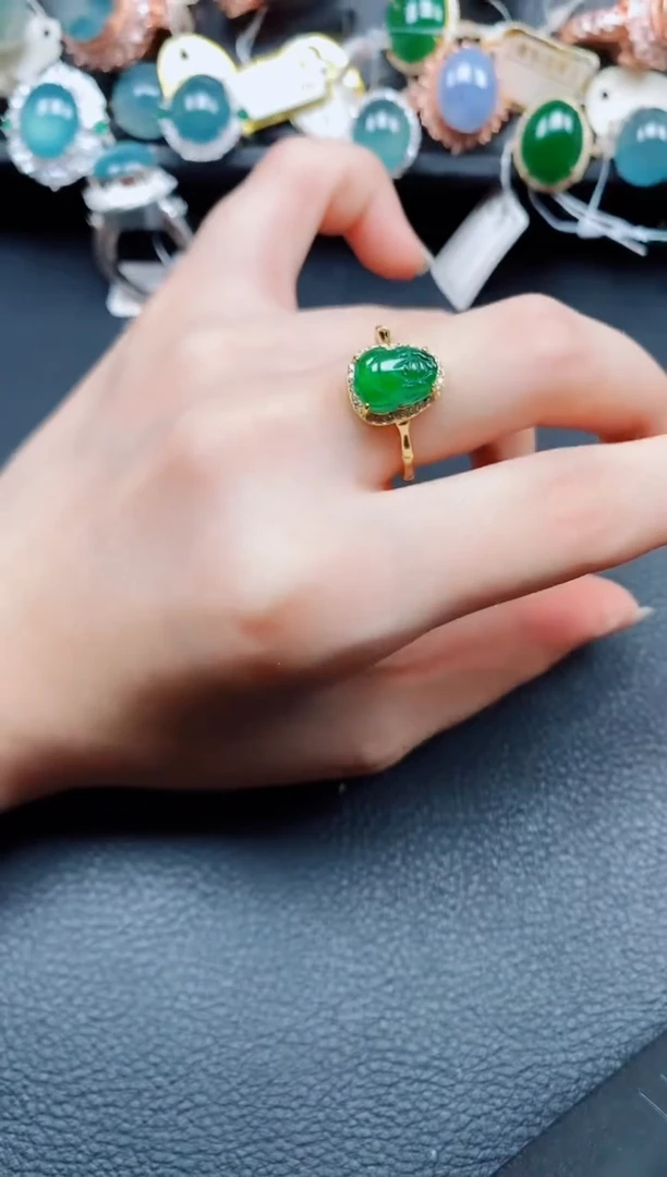 银S925镶嵌戒指翡翠翡翠