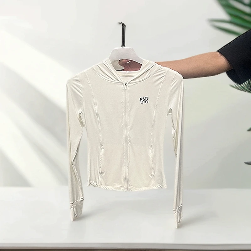 夏季女款原纱防晒衣小蛮腰轻薄修身透气冰感速干防晒衣