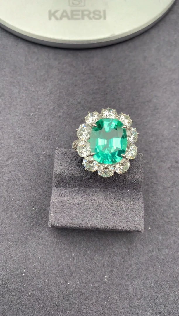 18K金镶嵌戒指碧玺5.8ct帕拉伊巴 定制  FE