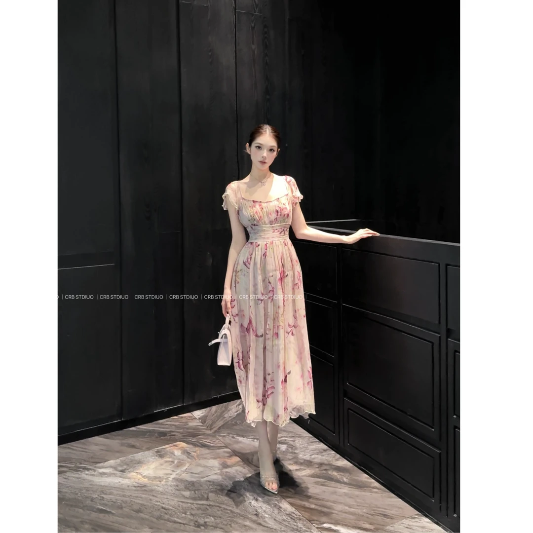 现货【春日部】浪漫修身显瘦氛围感连衣裙0855