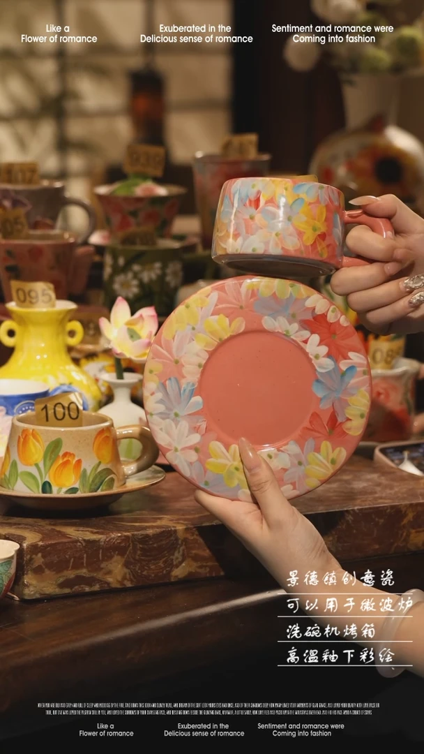 陶瓷景德镇高温手绘釉下彩设计师款式