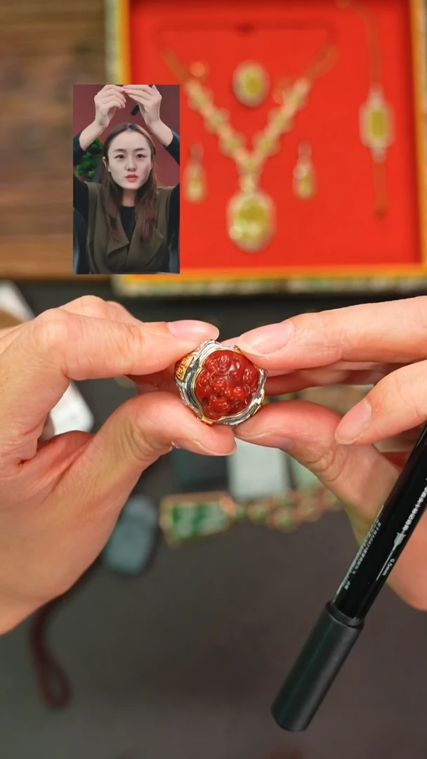 18K金镶嵌南红玛瑙戒指k**i遇见匠心品质回血