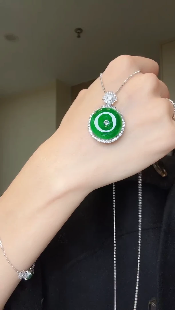 【闪购商品】翡翠吊坠(不含链)银S925镶嵌天然翡翠吊坠3