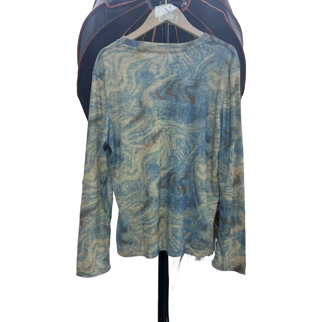 设计感水溶印花长袖T恤女2025超火春装亲肤宽松套头防晒罩衫上衣