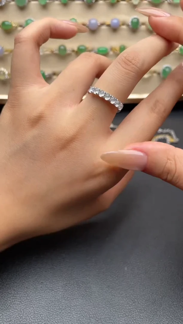 银S925镶嵌戒指翡翠一物一证一礼盒