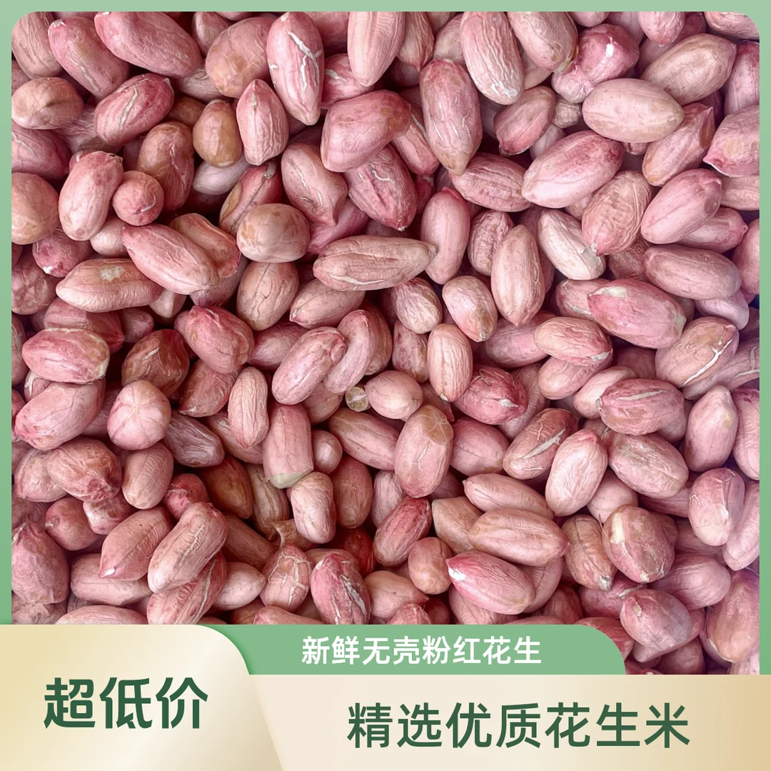 25新鲜精选新货无壳粉红生花生米新鲜花生