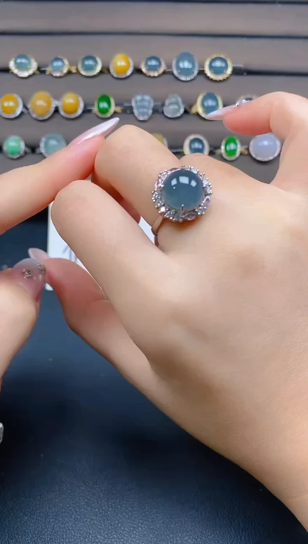 翡翠戒指银S925镶嵌63