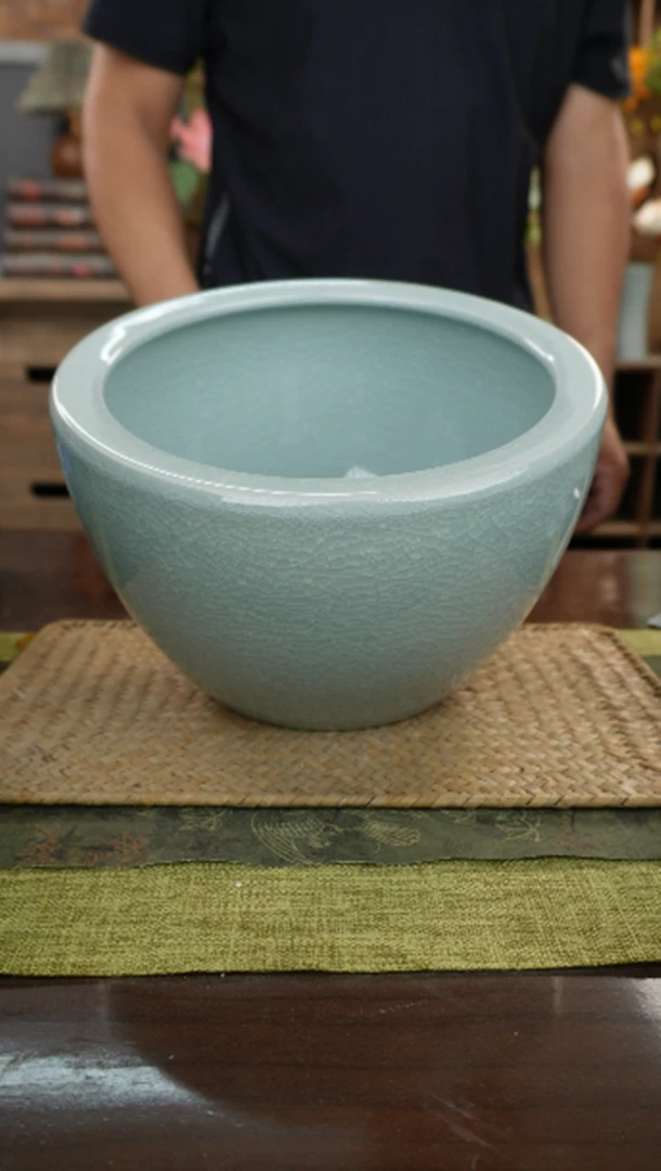 【闪购商品】苹果缸瑕疵次品粉青大茶渣缸加厚款