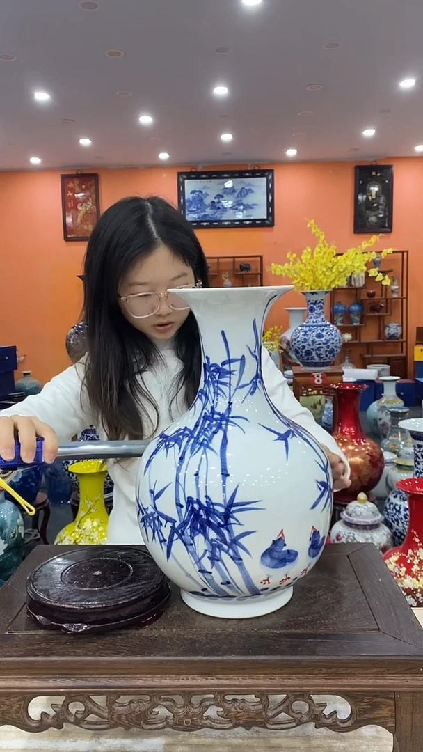 摆件竹报平安赏瓶36*22+旋转底座