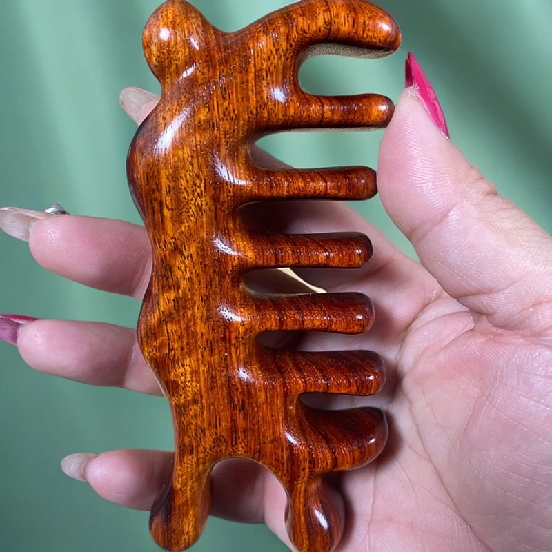 印度小叶紫檀檀香紫檀蜗牛送礼精品木香多功能梳头便携木梳子防脱