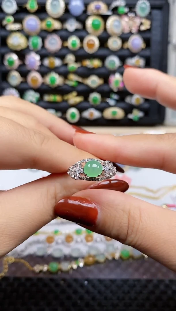 银S925镶嵌戒指翡翠210