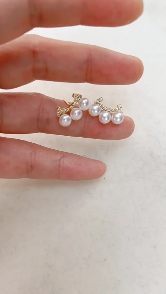 【闪购商品】淡水珍珠耳饰合金金色微笑