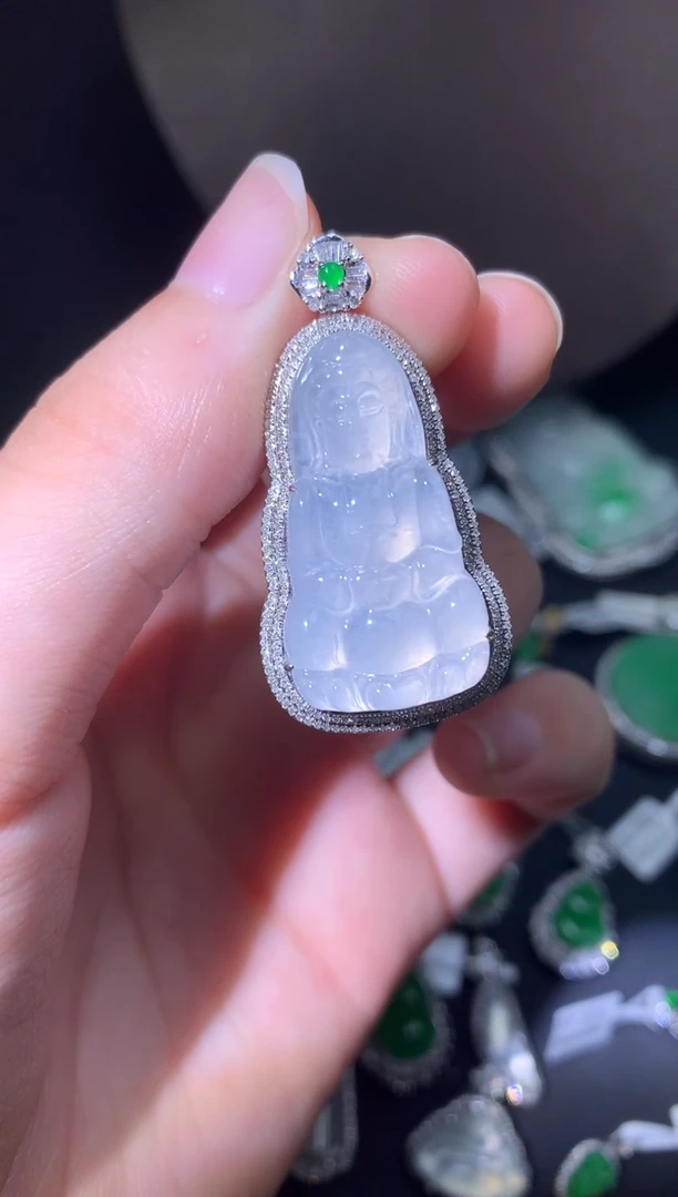 吊坠(不含链)18K金镶嵌翡翠吊坠