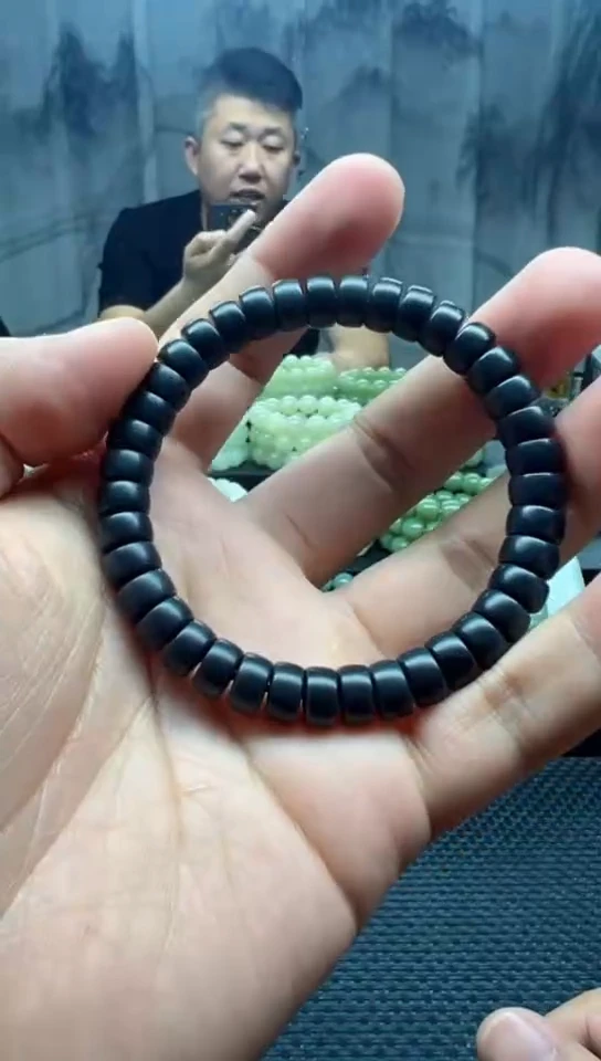 未镶嵌手串和田玉墨玉药片卡9天然拍一发一