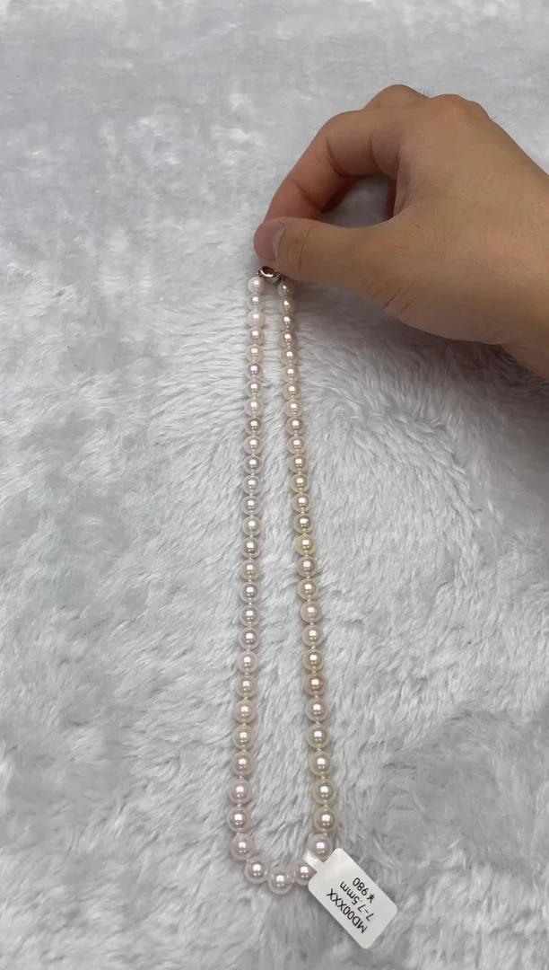项链银S925镶嵌海水珍珠AK糖果7-7.5mm