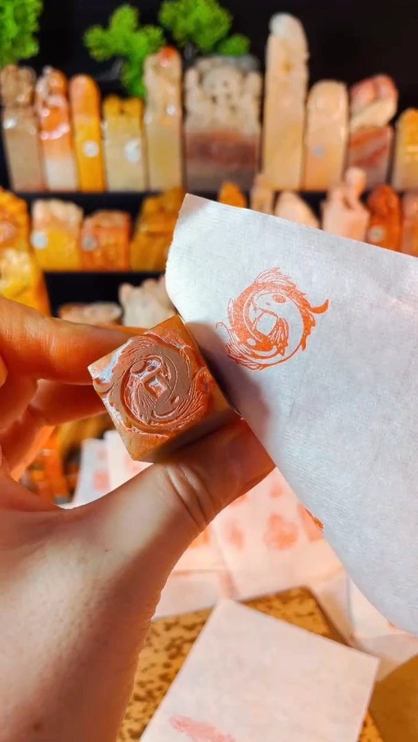 【闪购商品】浙江红石印石手工篆刻《双鱼图》2.5