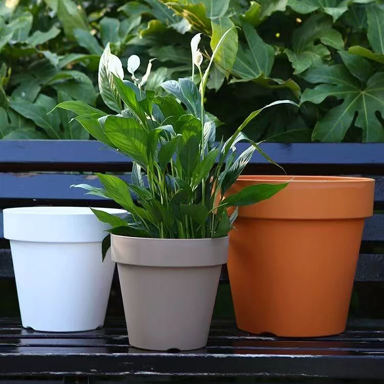 精品花盆仿陶瓷盆塑料高档绿植橙色花盆