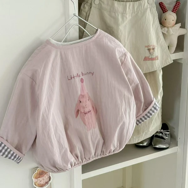 PUFF-9163-儿童春季纯色长袖中式边领开衫俩面穿外套女童