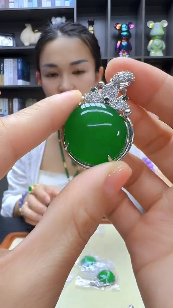 翡翠银S925镶嵌颈饰丹丹diy劲饰