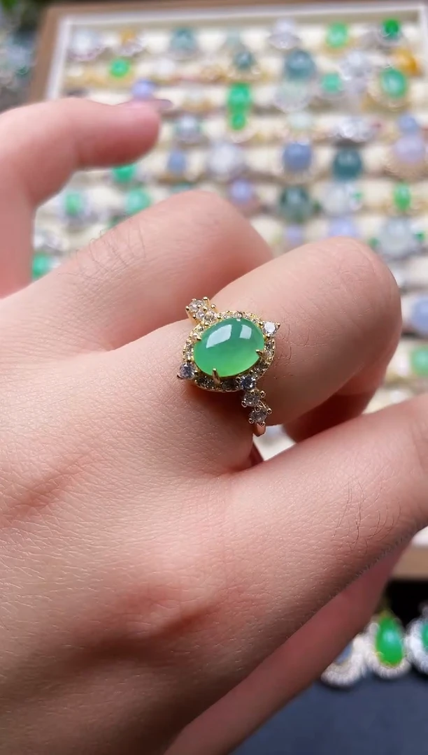 银S925镶嵌戒指翡翠73