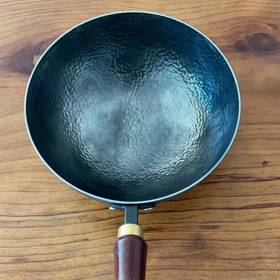 章丘纯手工锻打小奶锅不粘锅健康炒锅锻打无涂层圆底辅食铁锅热锻