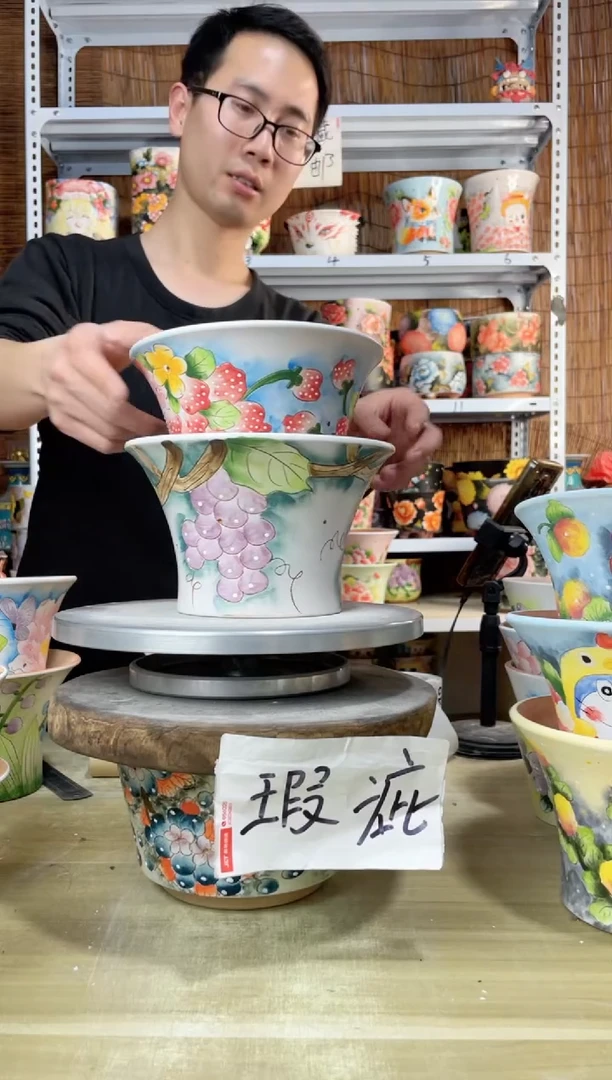 【闪购商品】摆件737陶花岛多肉陶瓷花盆罐——微瑕