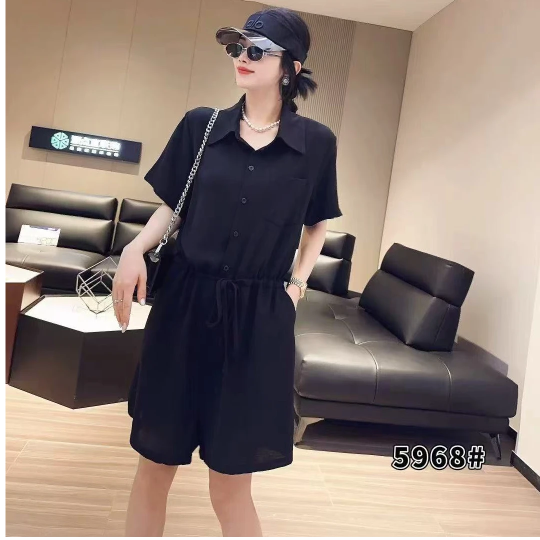 5968-C-时尚套装休闲百搭气质宽松显瘦冰感连体短裤