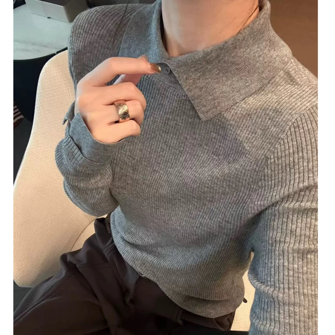 2025秋冬新款打底衫女洋气高贵小众设计针织衫简约显瘦百搭打底