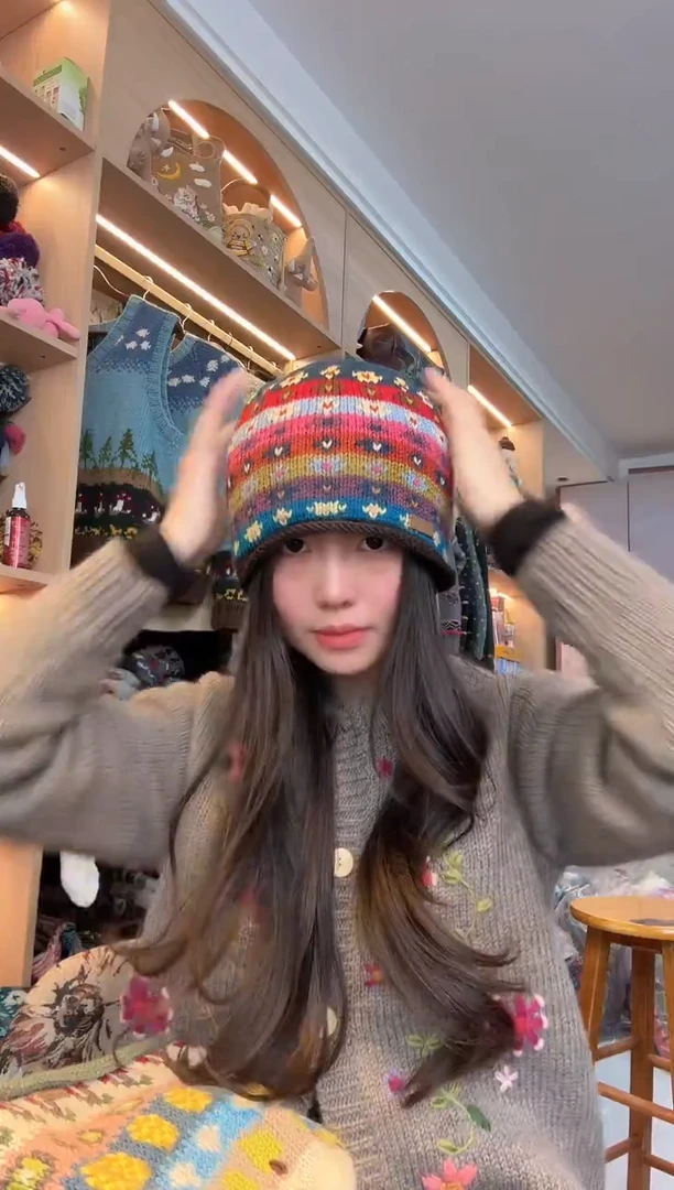 羊毛美拉德爱心帽