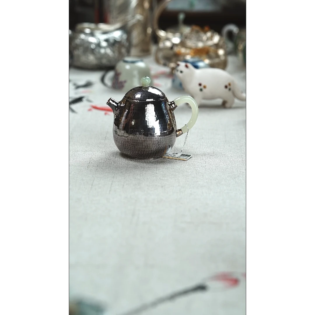 古悦足银999泡茶壶