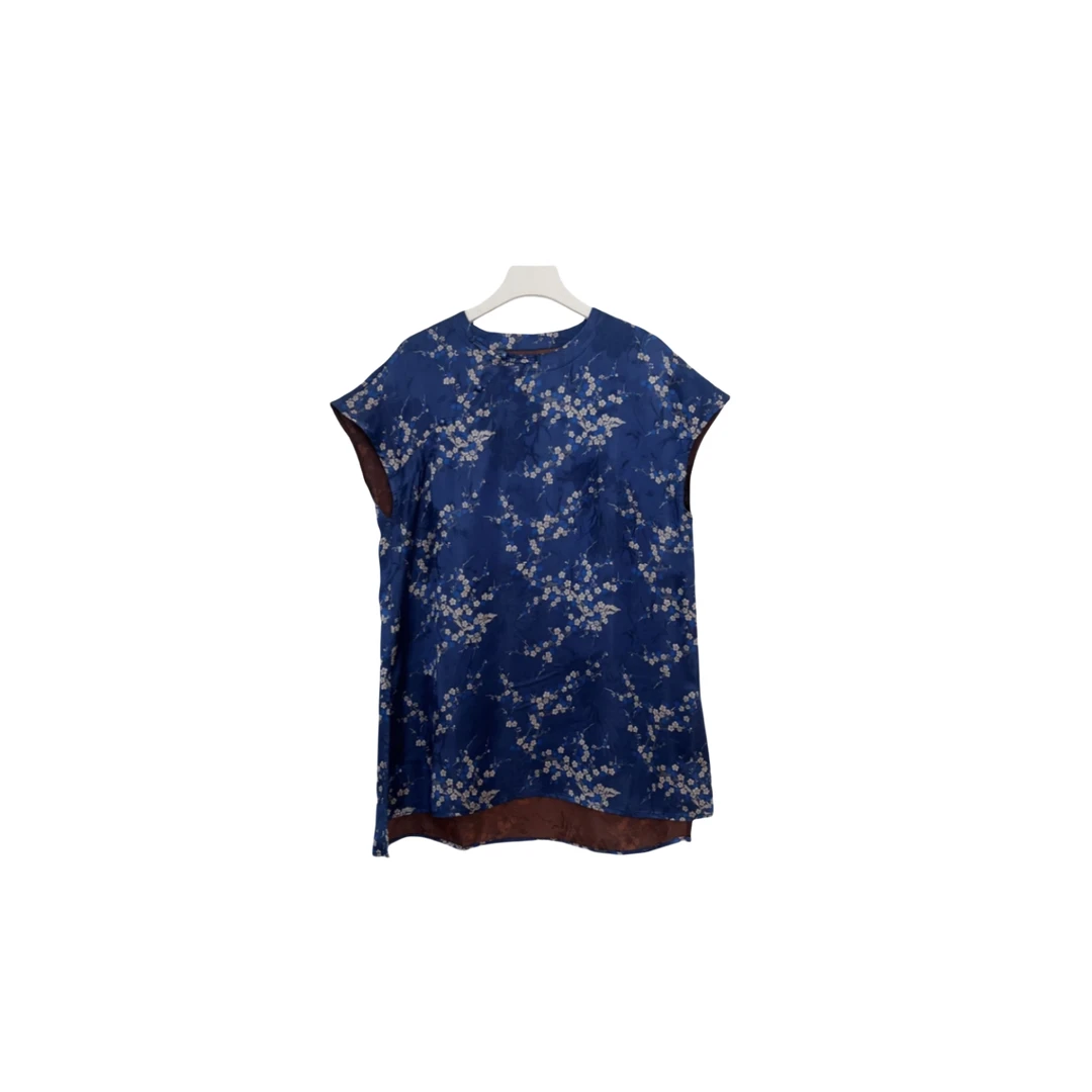 【腊梅】2025专柜百搭气质宽松中长款飞袖奥黛气质轻奢国风圆领夏季