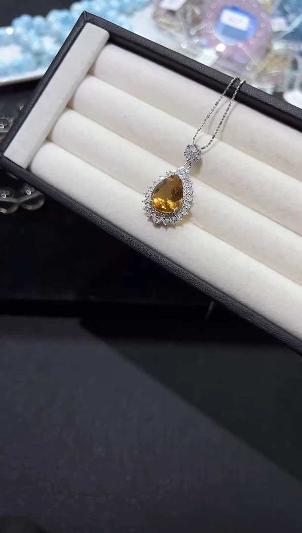 银S925镶嵌吊坠(不含链)黄晶80u多样性发其一【1个】