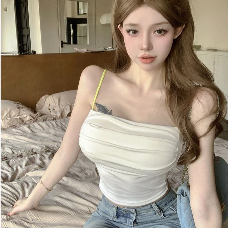 夏季美背后背交叉镂空设计短款辣妹吊带背心性感外穿上衣小背心