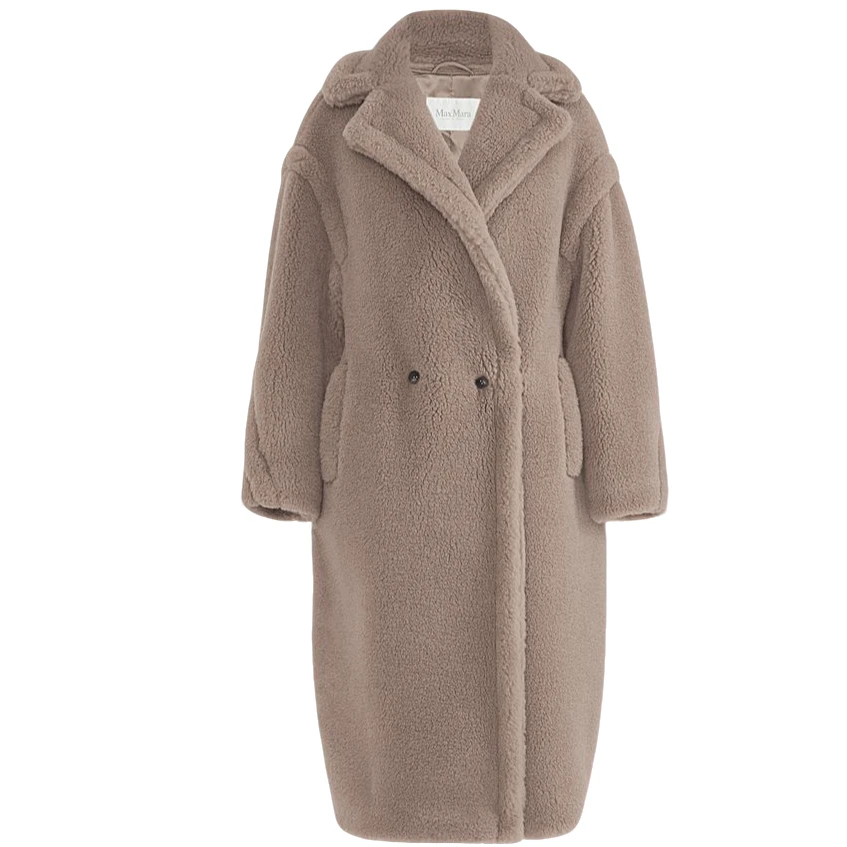 未使用 MaxMara 纯色泰迪大衣外套 灰紫色/S