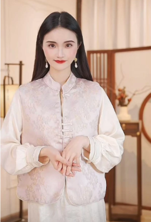 丝年.菱花｜新中式国风时尚百搭高端暗纹提花双面穿宋锦马甲-5210