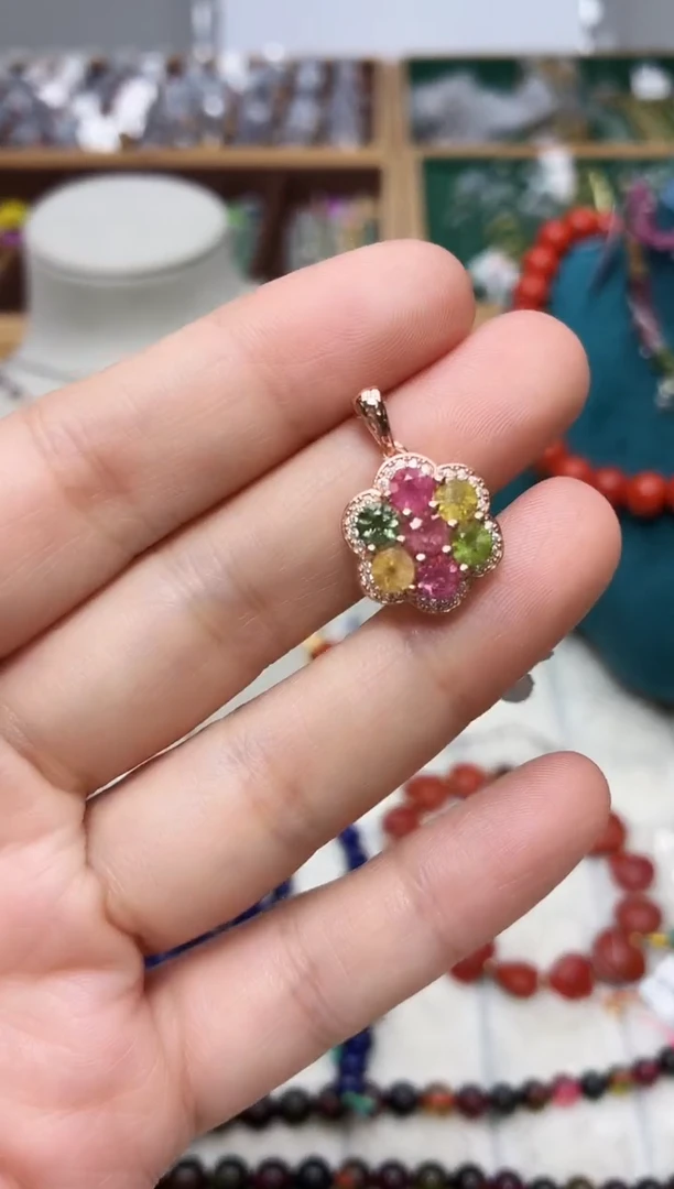 银S925镶嵌吊坠碧玺475BJ1212产品一个（多样性）