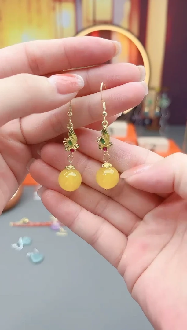 银S925镶嵌耳饰玛瑙/玉髓318