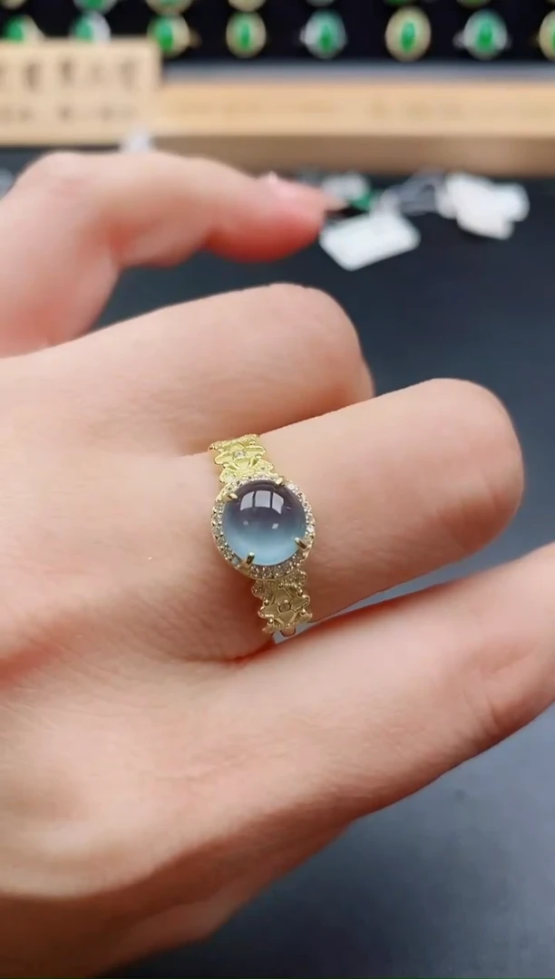 银S925镶嵌戒指翡翠1