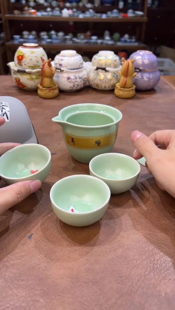 真的很便宜超好看会开片的旅行茶具