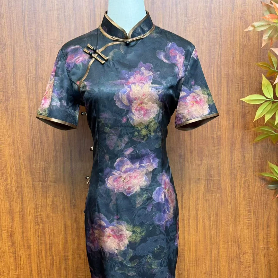 【夜深花明】2024年秋季新款复古百搭大方日常旗袍