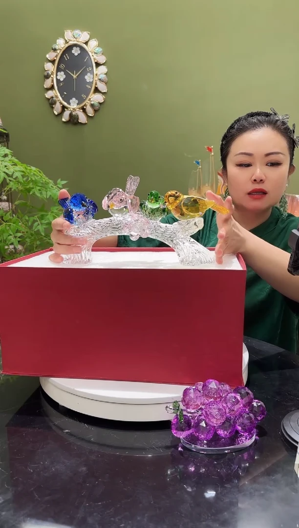 人造水晶喜上眉梢，喜鹊摆件
