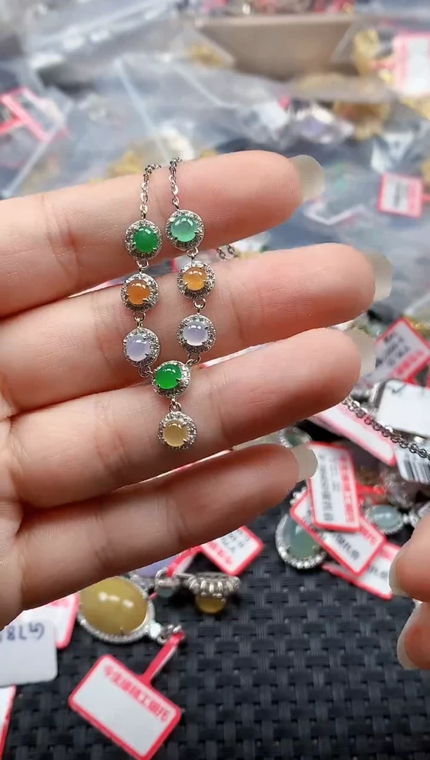 银S925镶嵌戒指翡翠天然A货缅甸翡翠