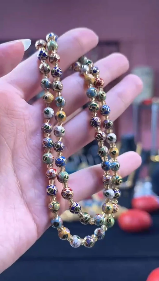 非遗技艺 景泰蓝多宝项链 单珠0.6cm